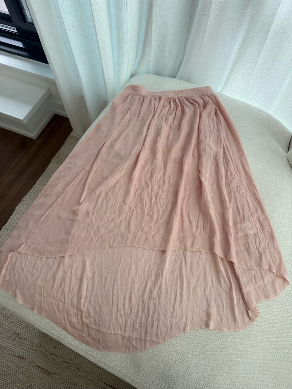 Aritzia Blush Pink High-Low Layered Chiffon Skirt